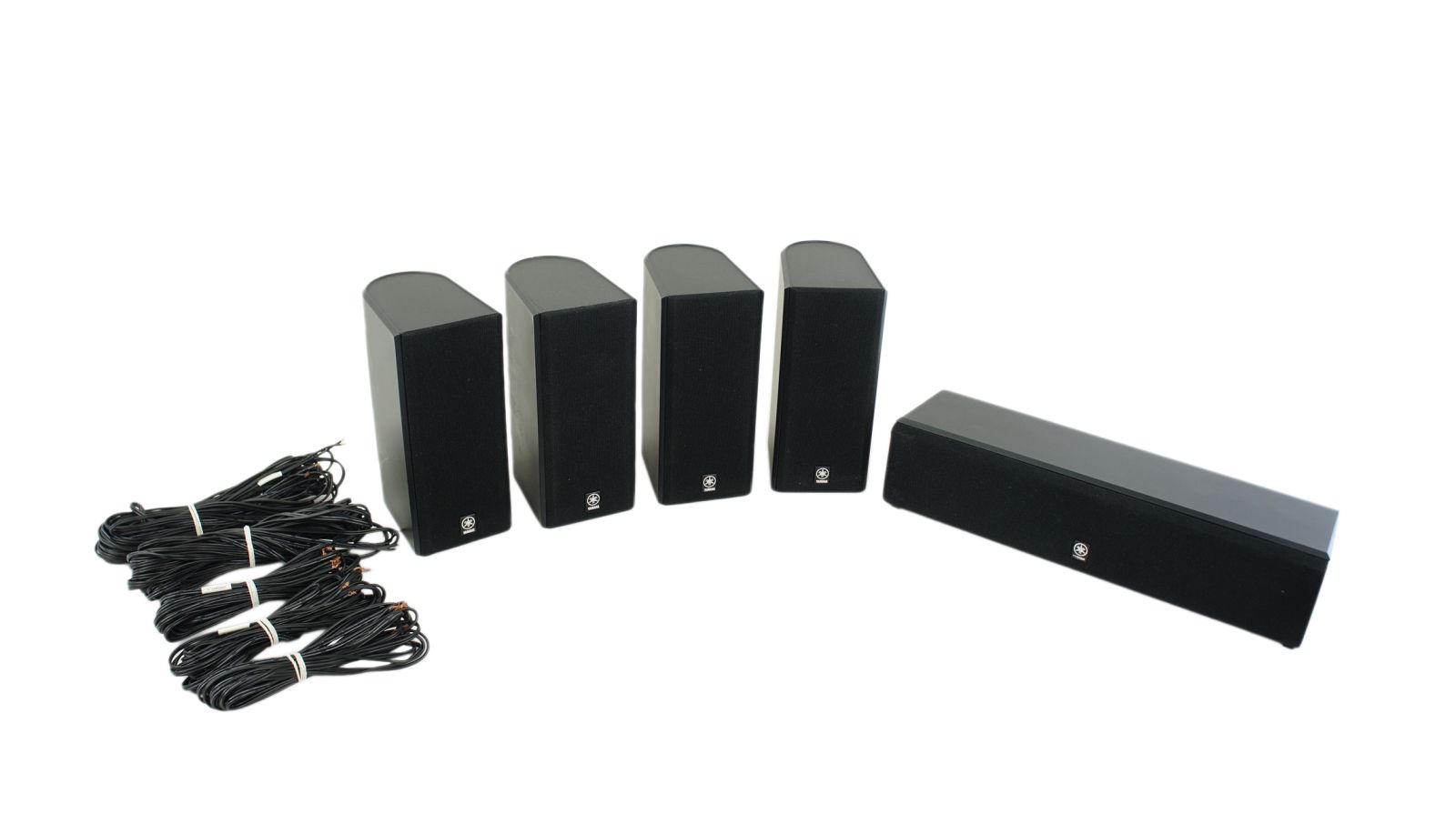 5x_Yamaha_NX-C130_NX-E130_Lautsprecher_Boxen_Schwarz_mit_Kabeln