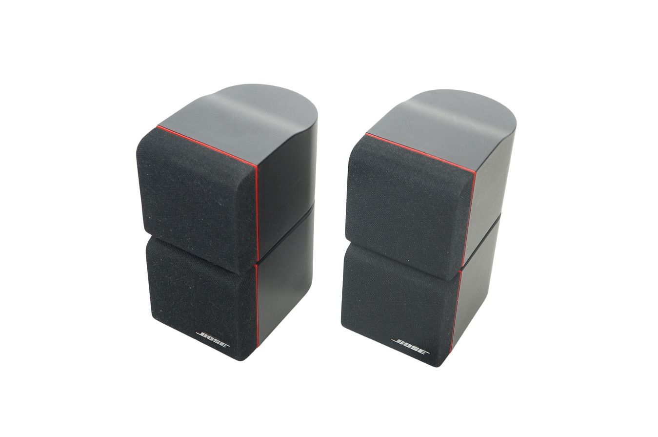 2x_Bose_Acoustimass_Doppelcubes_Series_II_Lautsprecher_Boxen_mit_rotem_Ran_JSDacBr