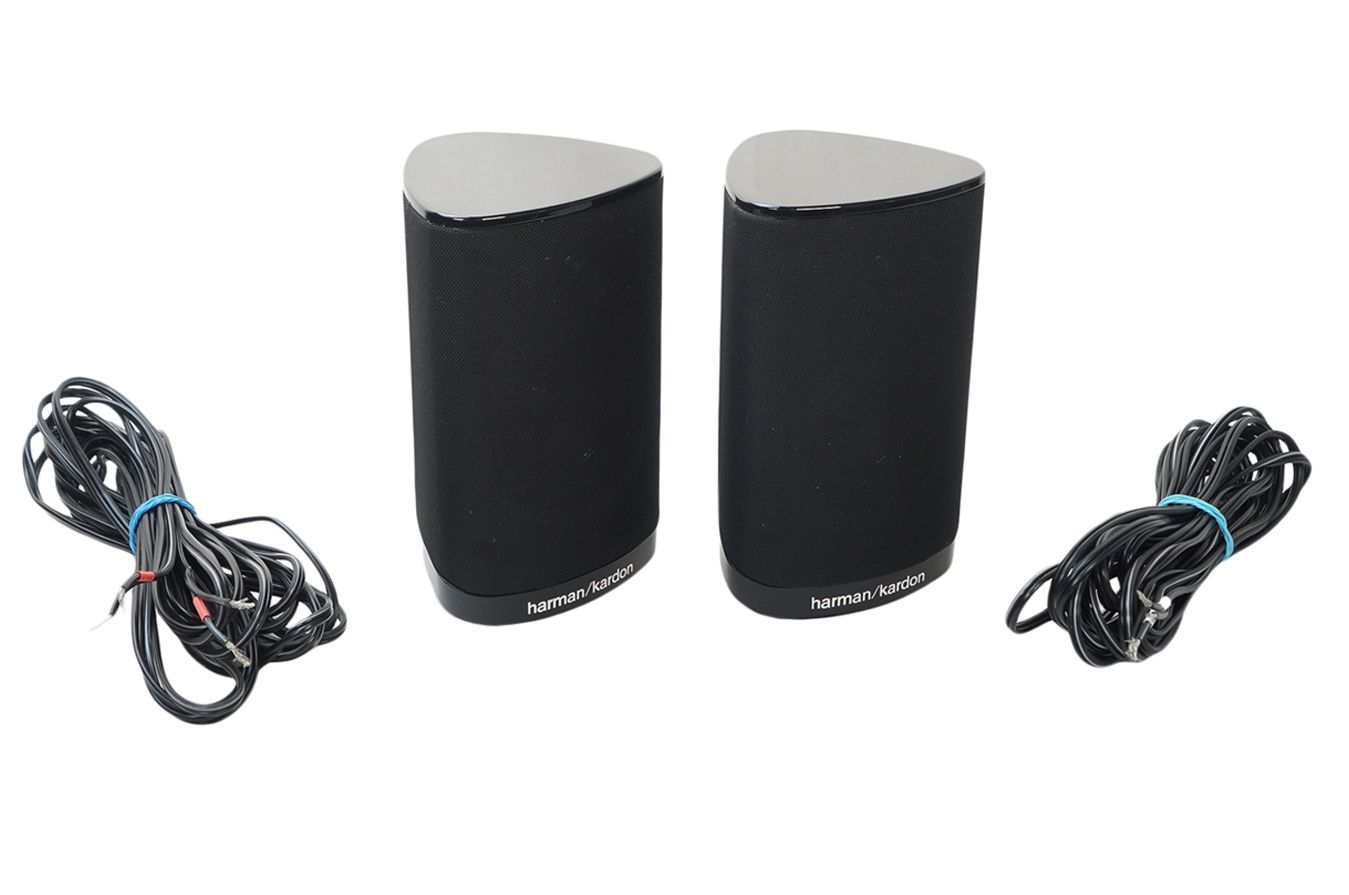 2x_Harman_Kardon_SAT-TS2BQ_Lautsprecher_Heimkino_Boxen_Schwarz_mit_Kabeln